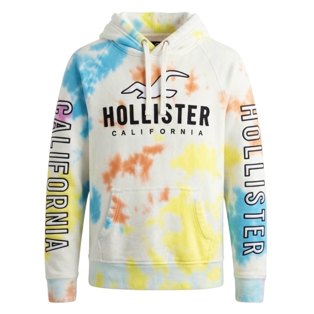 Hollister Women's Size Small Tie Dye Logo Hoodie Sweatshirts Multicolor Pullover